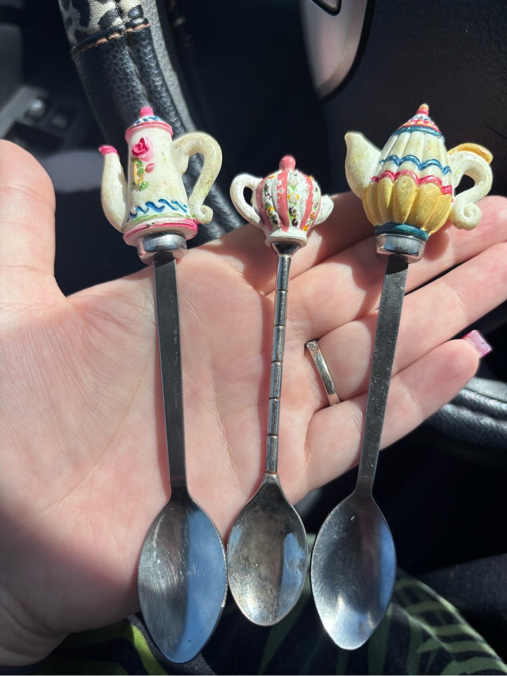 Decorative Teapot-Top Stainless Steel Spoons - Multicolor